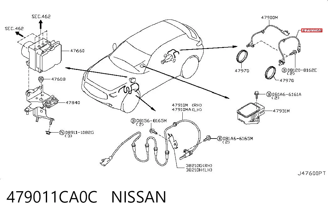 479011CA0C Nissan/Infiniti Задний левый датчик АБС