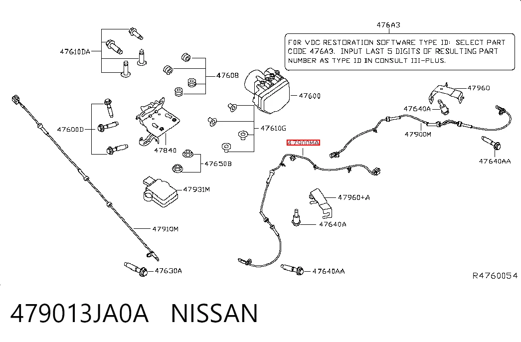 479013JA0A Nissan/Infiniti Задний левый датчик АБС