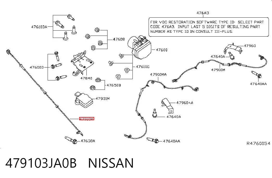 479103JA0B Nissan/Infiniti Передний провод датчика ABS