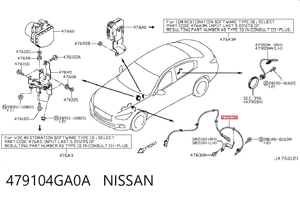 479104GA0A Nissan/Infiniti Датчик АБС