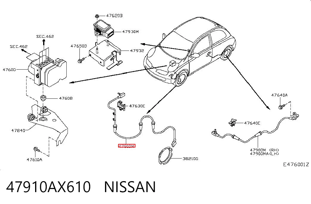  Датчик АБС передний Nissan Micra 