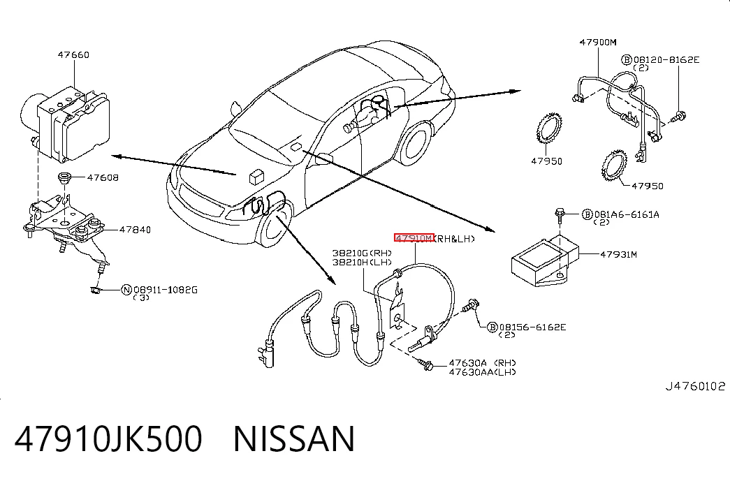 47910JK500 Nissan/Infiniti Датчик АБС