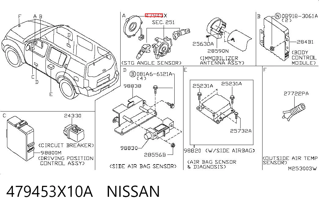 479453X10A Nissan/Infiniti Датчик угла поворота руля