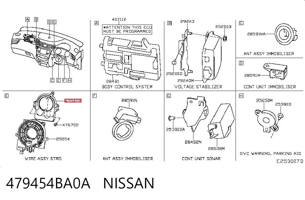 Датчик угла поворота руля на Nissan Qashqai II J11