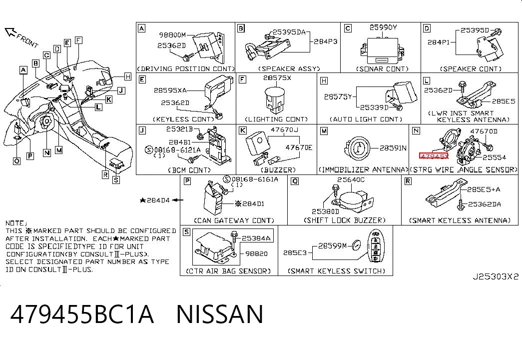479455BC1A Nissan/Infiniti Датчик угла поворота руля