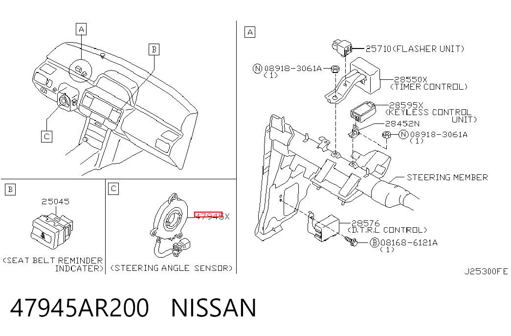 Датчик угла поворота руля на Nissan Almera II N16