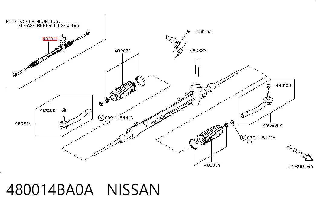 Рулевая рейка Nissan Rogue 