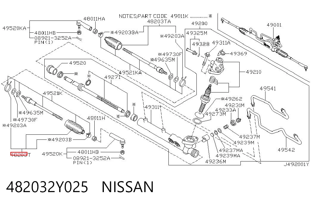 482032Y025 Nissan/Infiniti Пыльник рулевой тяги
