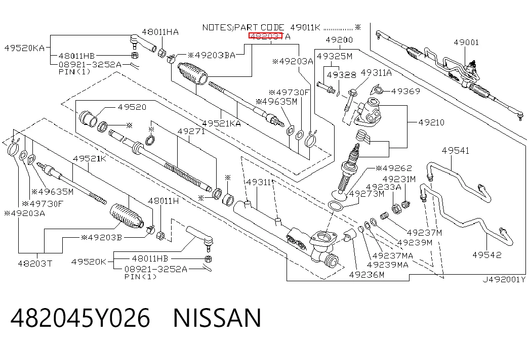 482045Y026 Nissan/Infiniti Пыльник рулевого механизма/рейки, правый