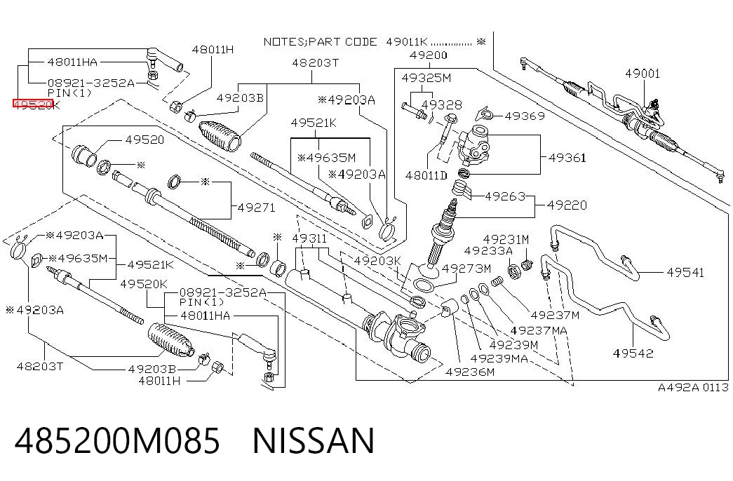 485200M085 Nissan/Infiniti Наружный наконечник рулевой тяги
