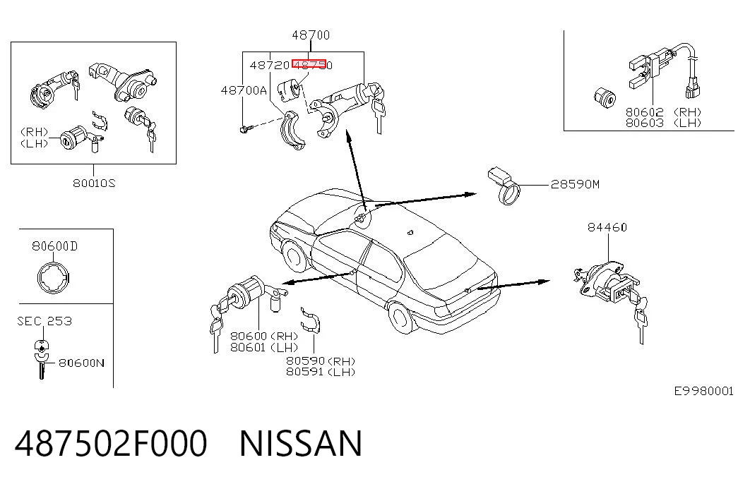 487502F000 Nissan/Infiniti Контакты замка зажигания