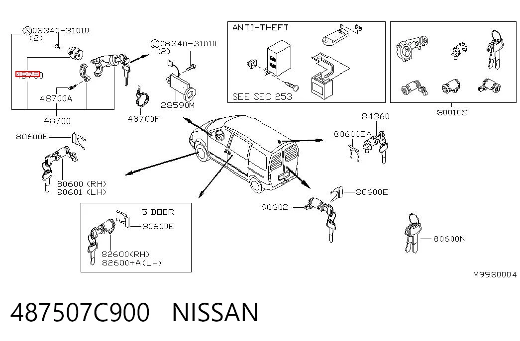 487507C900 Nissan/Infiniti Контакты замка зажигания