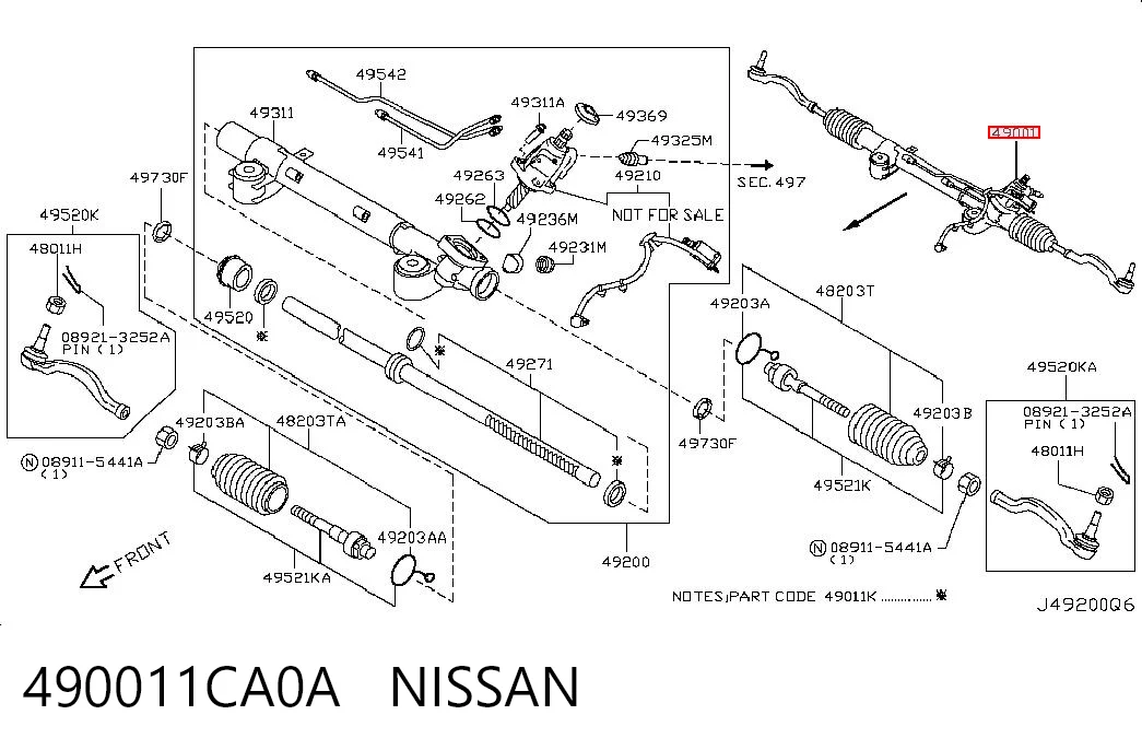 490011CA0A Nissan/Infiniti Управление рулевое в сборе