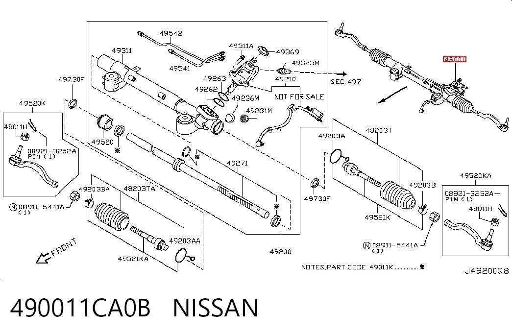 490011CA0B Nissan/Infiniti Управление рулевое в сборе