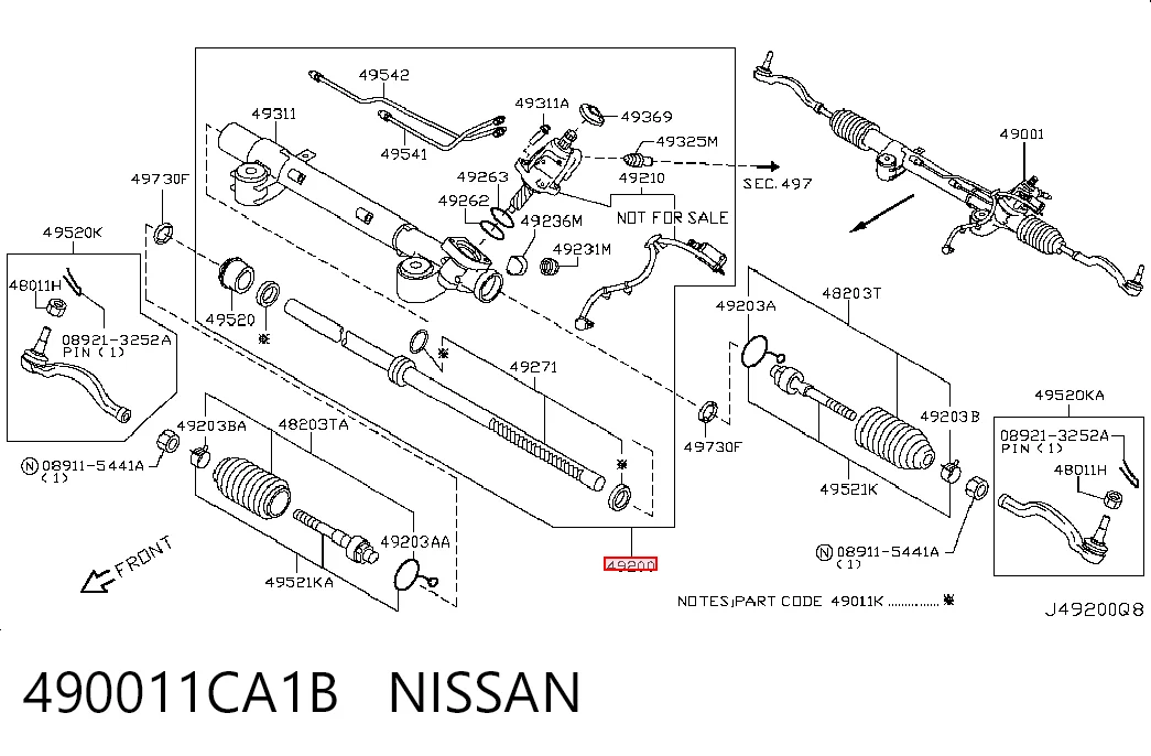 490011CA1B Nissan/Infiniti Управление рулевое в сборе