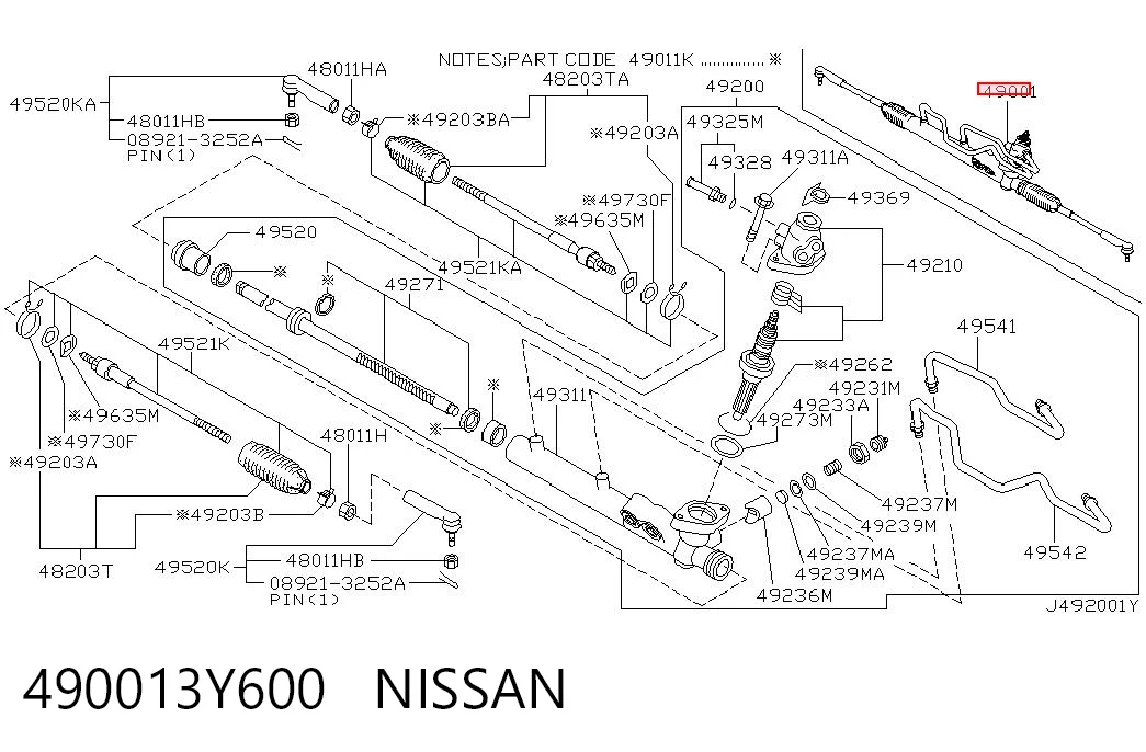 490013Y600 Nissan/Infiniti Управление рулевое в сборе