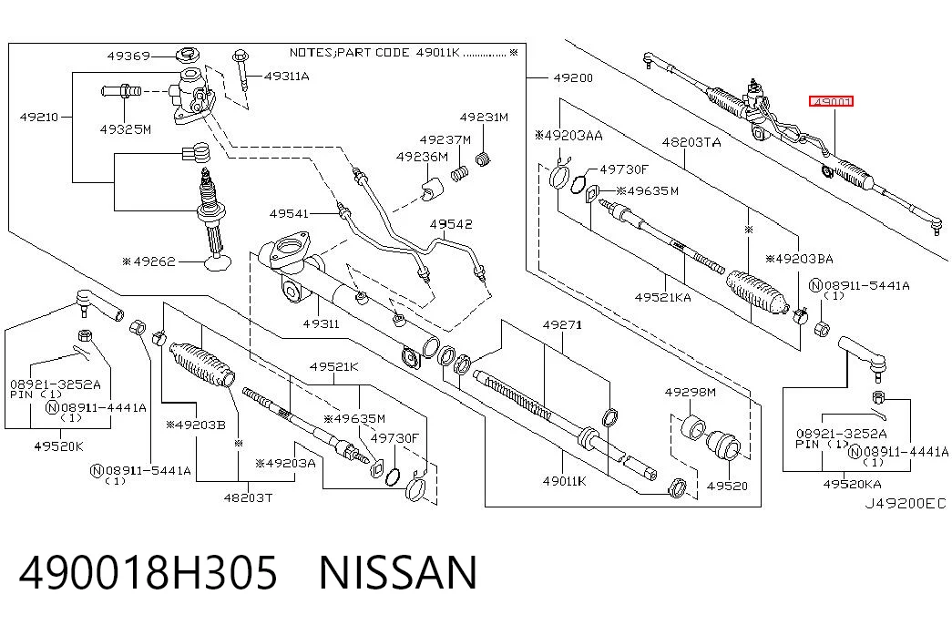 490018H305 Nissan/Infiniti Управление рулевое в сборе