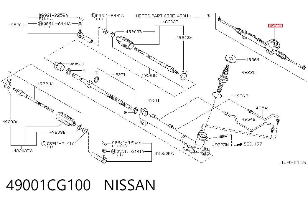 49001CG100 Nissan/Infiniti Управление рулевое в сборе