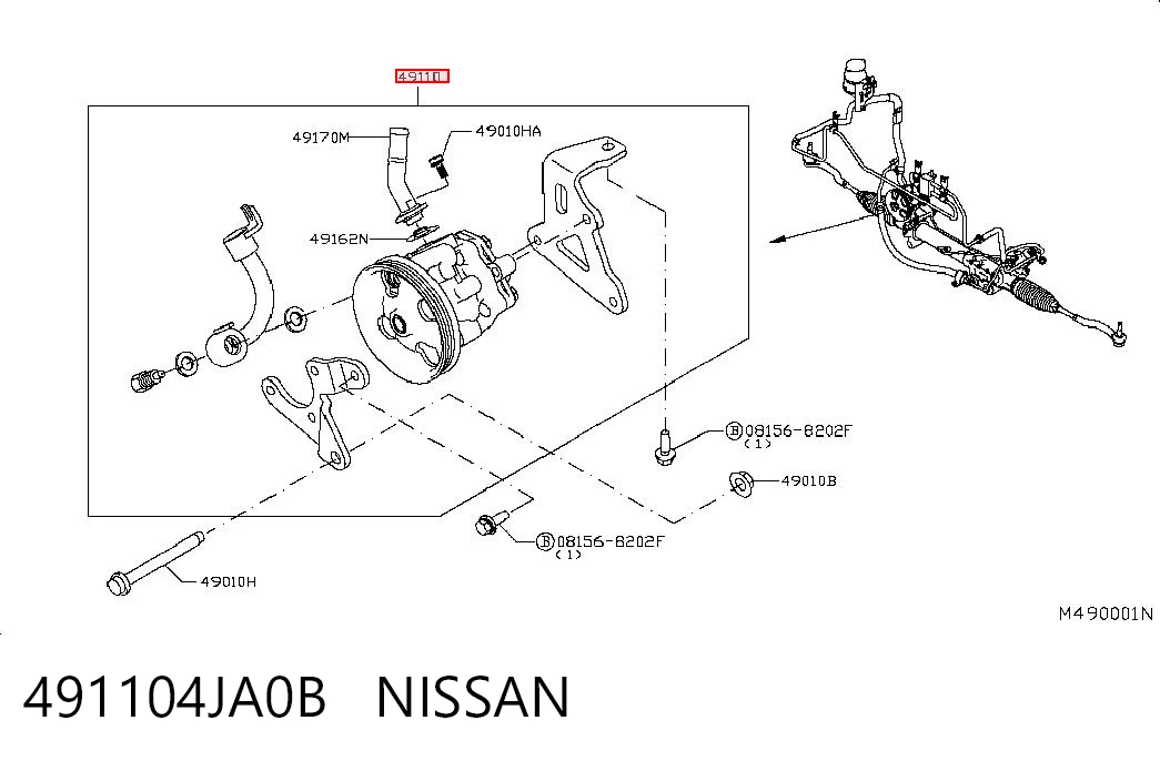 491104JA0B Nissan/Infiniti ГУР руля