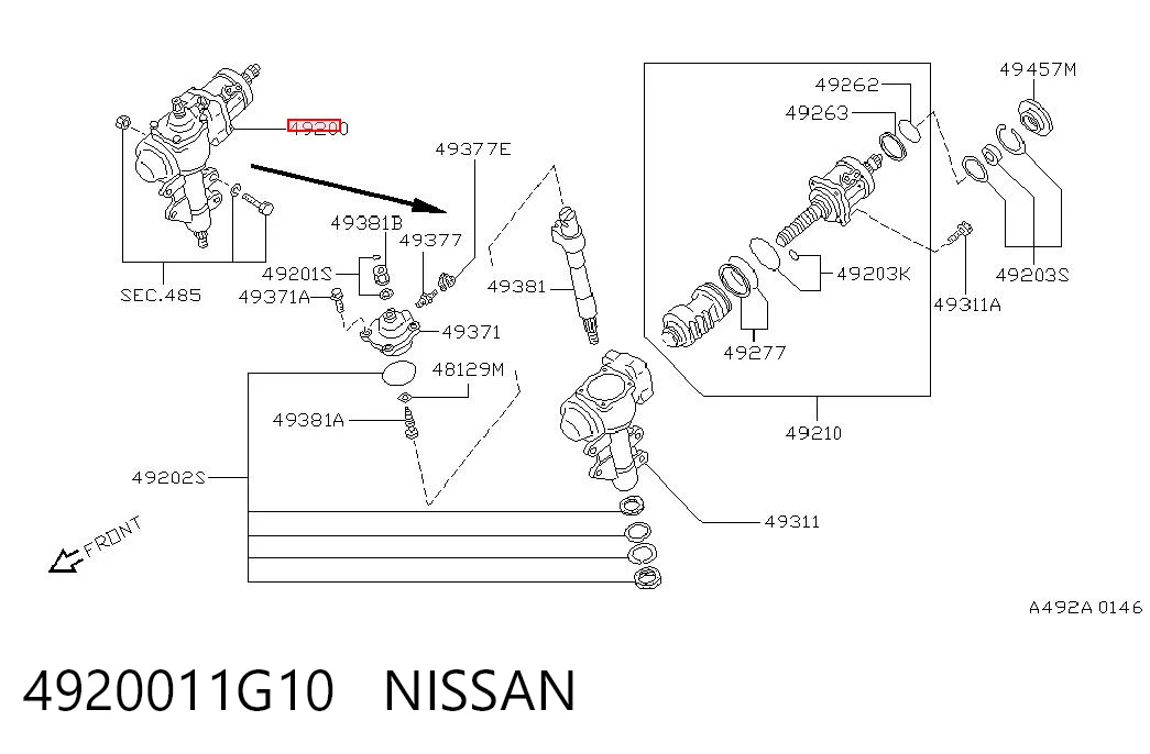 4920011G10 Nissan/Infiniti Механизм рулевого управления