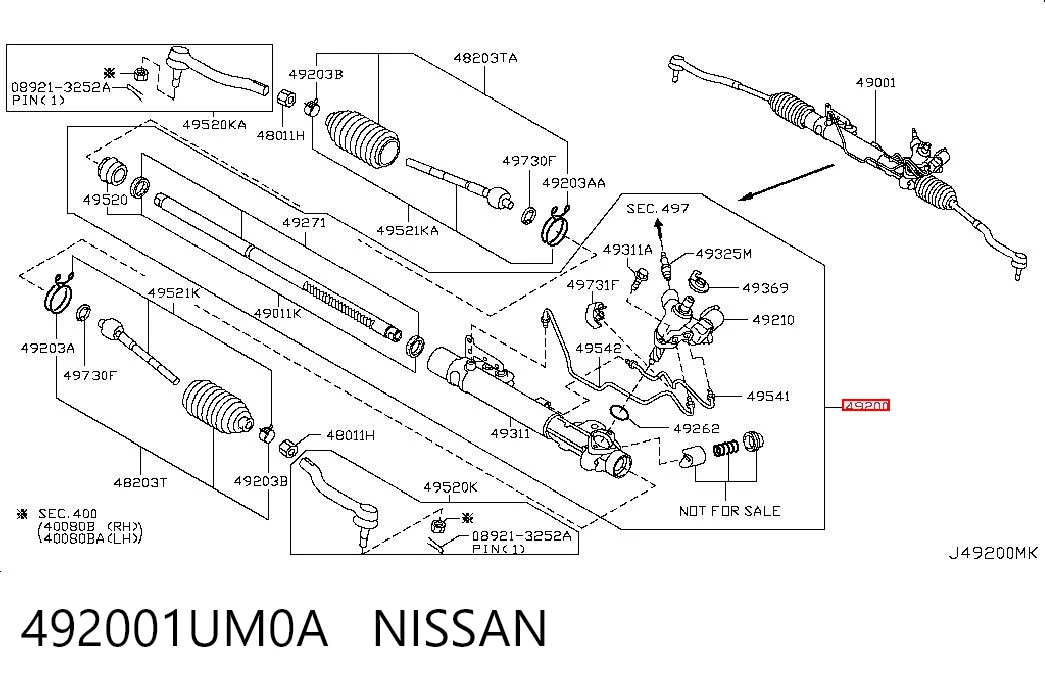 Реечный рулевой механизм Nissan Murano внедорожник (Z51) (2007 - 2014) цена, от 285.91 USD