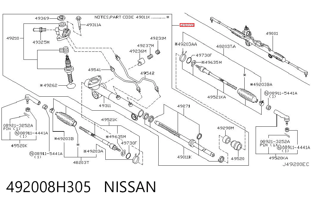 492008H305 Nissan/Infiniti Управление рулевое в сборе