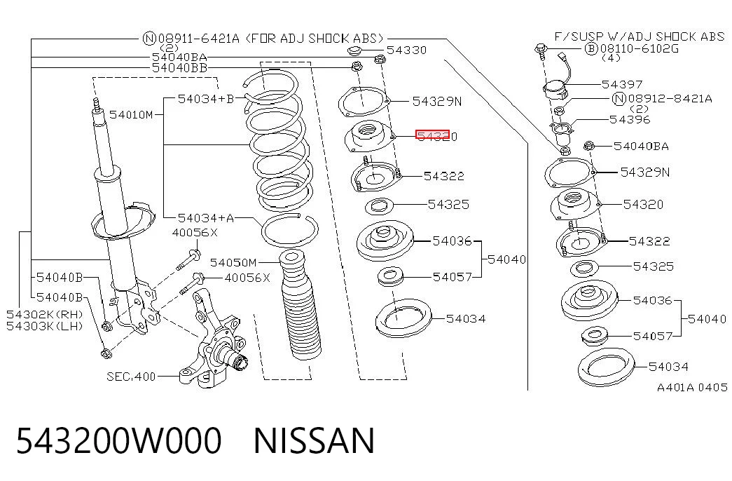 543200W000 Longho Подушка амортизатора переднего