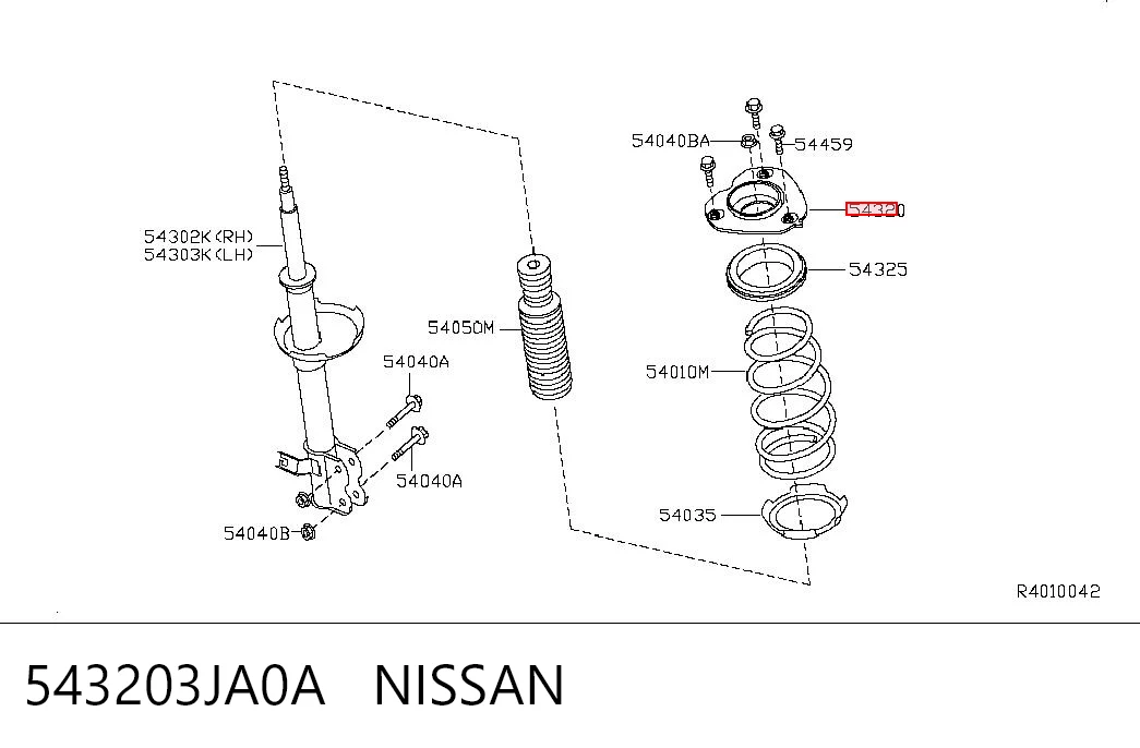 543203JA0A Nissan/Infiniti Подушка амортизатора переднего