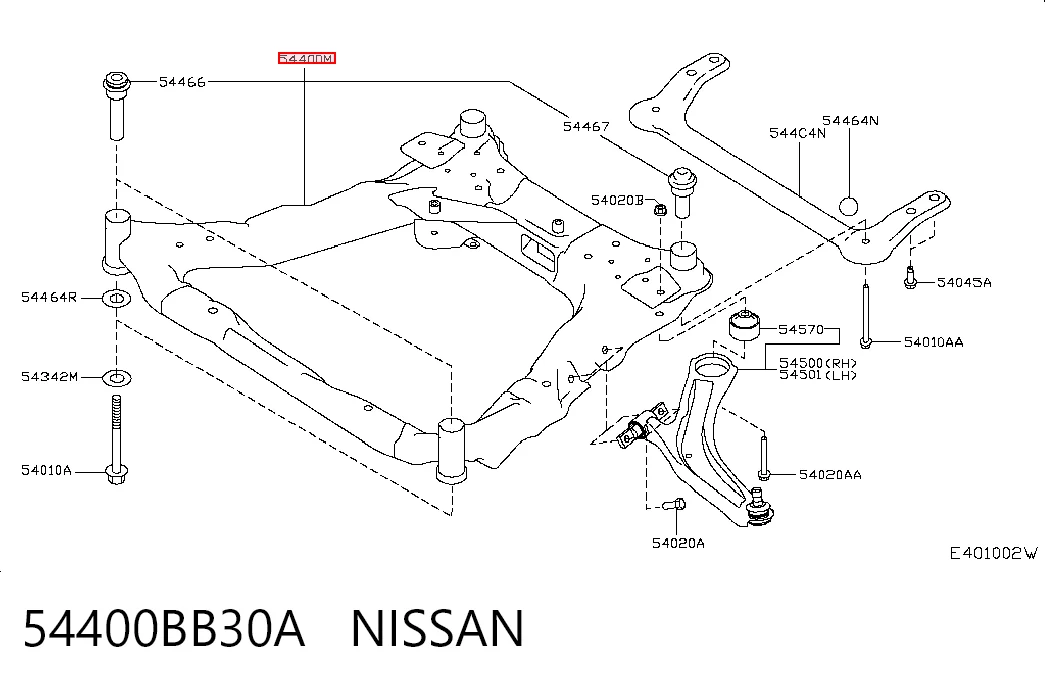 Балка передней подвески NTY 54400BB30A