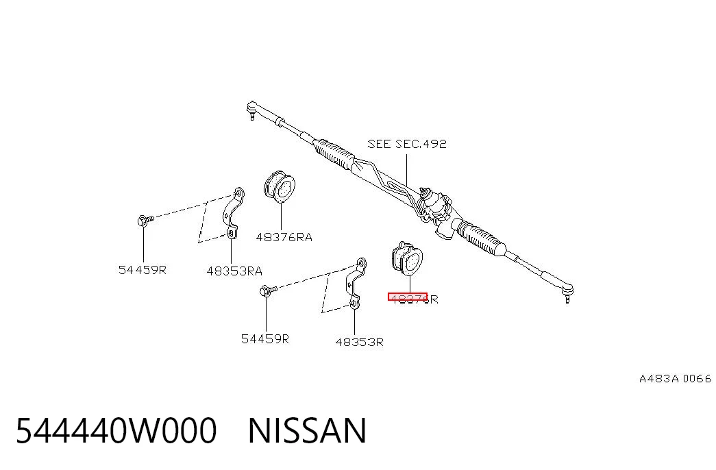 544440W000 Nissan/Infiniti Втулка крепления рулевой рейки правая