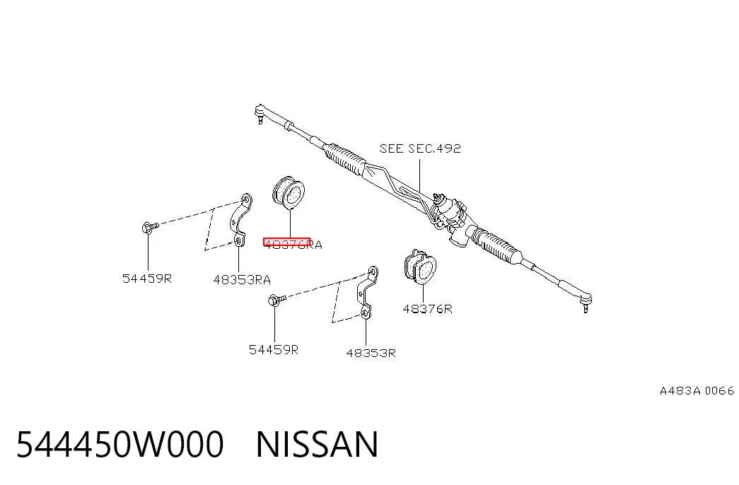 544450W000 Nissan/Infiniti Втулка крепления рулевой рейки левая