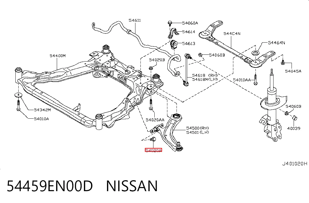 54459EN00D Nissan/Infiniti Болт крепления переднего рычага, нижнего