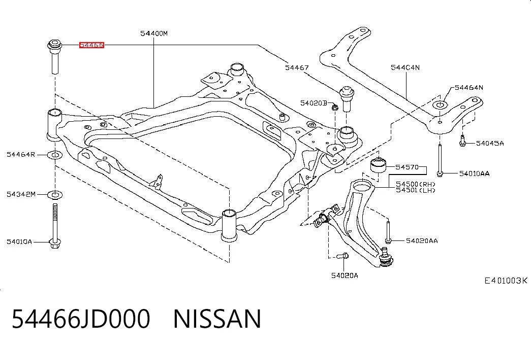 54466JD000 Nissan/Infiniti Сайлентблоки передней балки