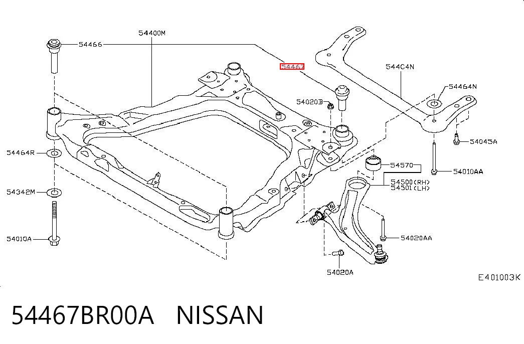 54467BR00A Nissan/Infiniti Сайлентблоки передней балки