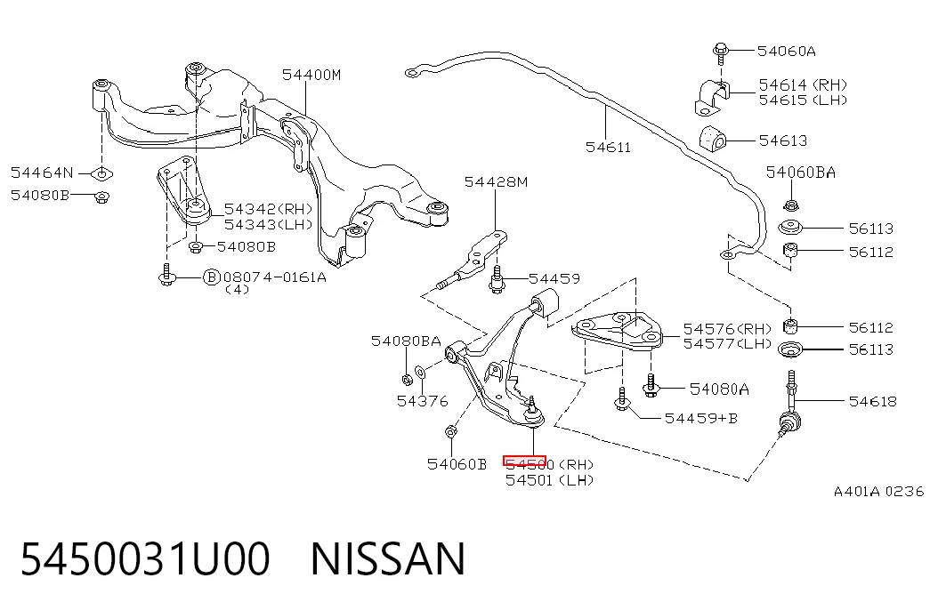 Нижний рычаг 5450041U01 BAW