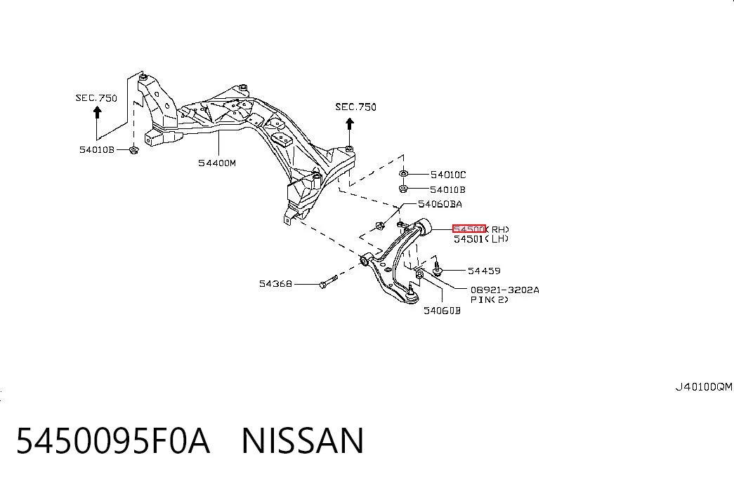 Рычаг передней подвески нижний, правый на Nissan Almera CLASSIC B10RS