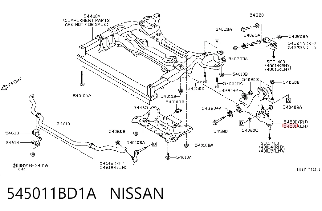 545011BD1A Nissan/Infiniti Рычаг передней подвески нижний левый