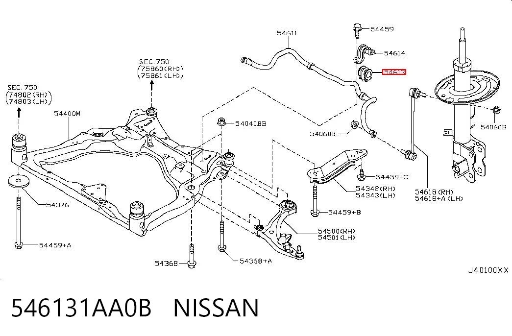 546131AA0B Nissan/Infiniti Разрезная втулка стабилизатора