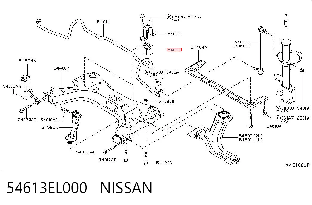 54613EL000 Nissan/Infiniti Разрезная втулка стабилизатора