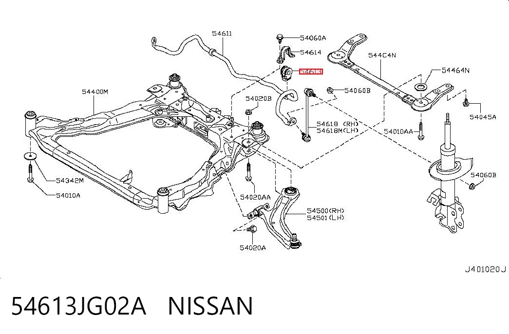 54613JG02A Nissan/Infiniti Разрезная втулка стабилизатора