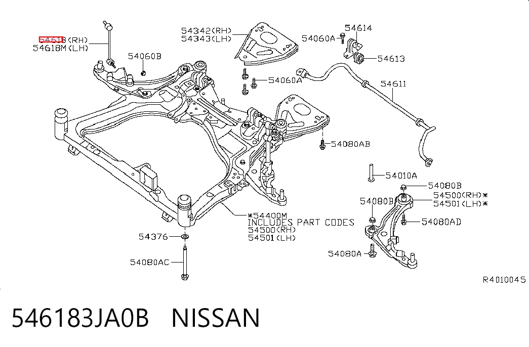 546183JA0B Nissan/Infiniti Тяжка стабилизатора, переднего, правая