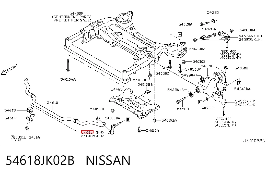 54618JK02B Nissan/Infiniti Тяжка стабилизатора, переднего, правая