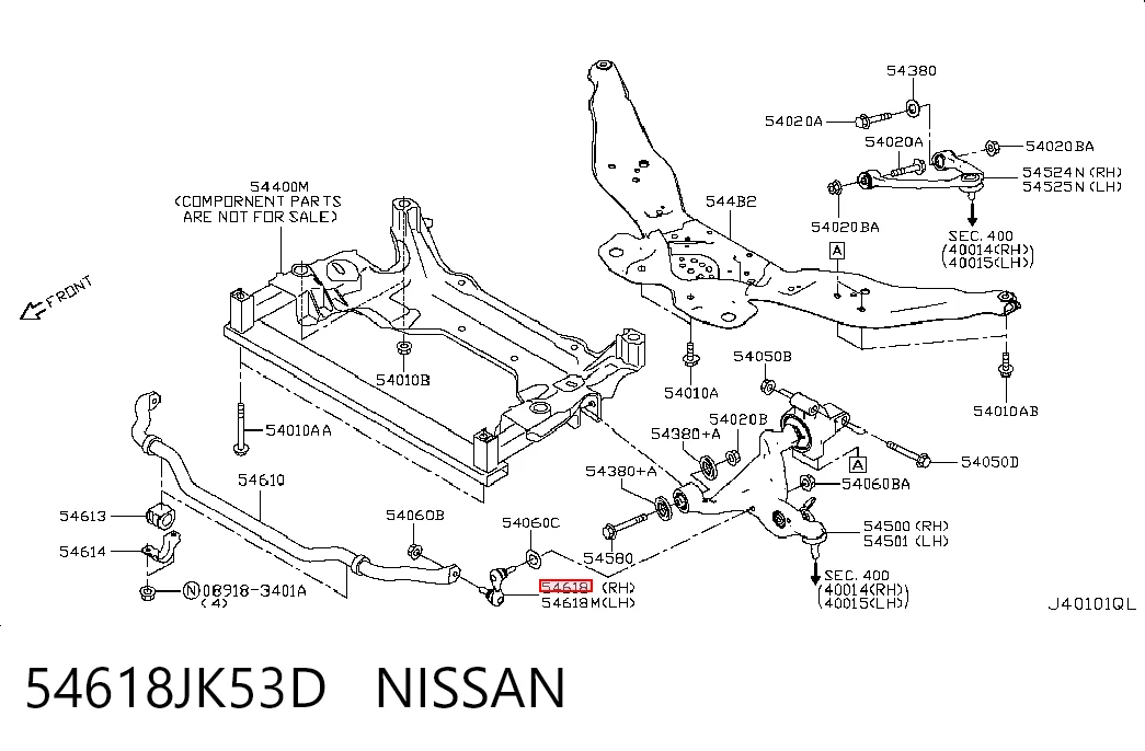 54618JK53D Nissan/Infiniti Тяжка стабилизатора, переднего, правая