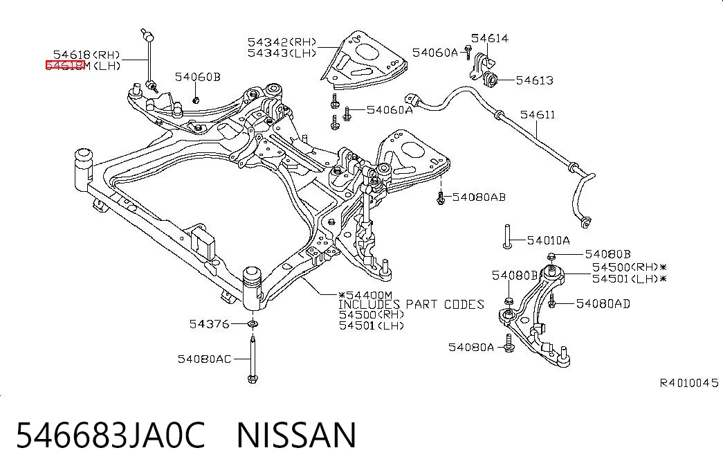 546683JA0C Nissan/Infiniti Тяжка стабилизатора, переднего, левая