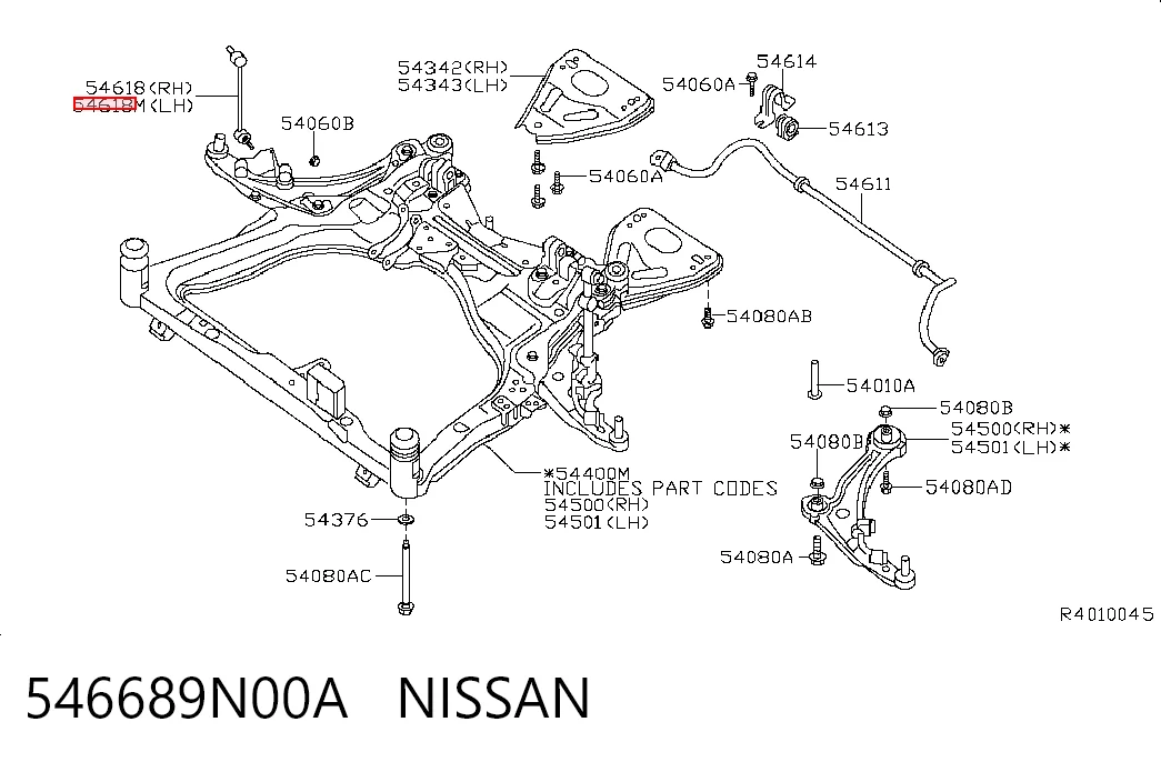 546689N00A Nissan/Infiniti Тяжка стабилизатора, переднего, левая