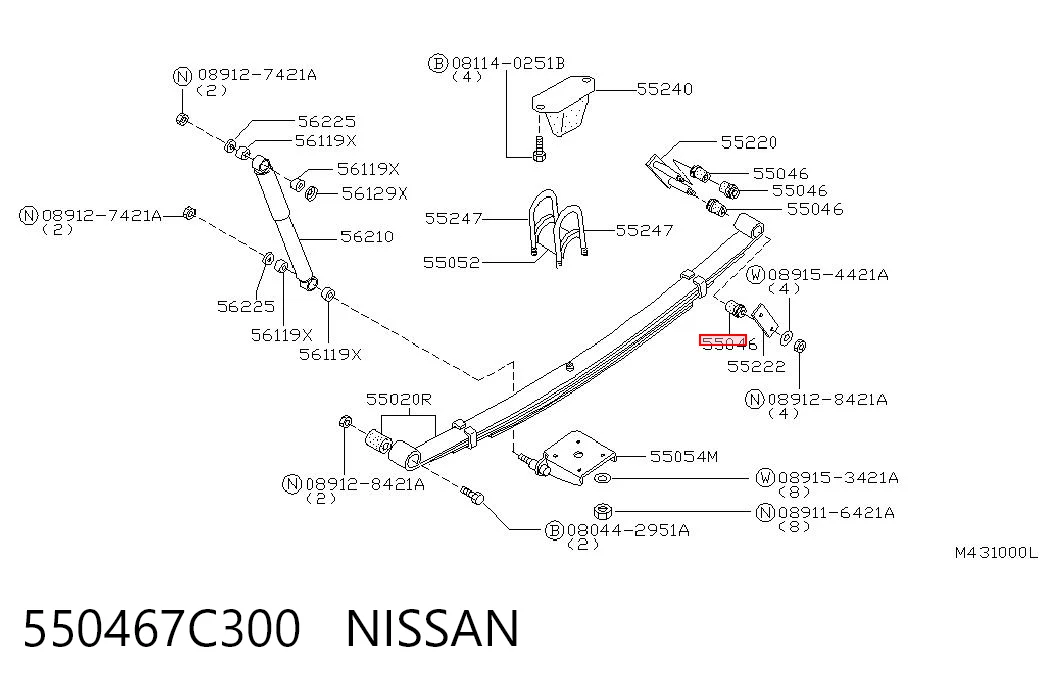 Задний сайлентблок задней рессоры NOK J51009BNOK