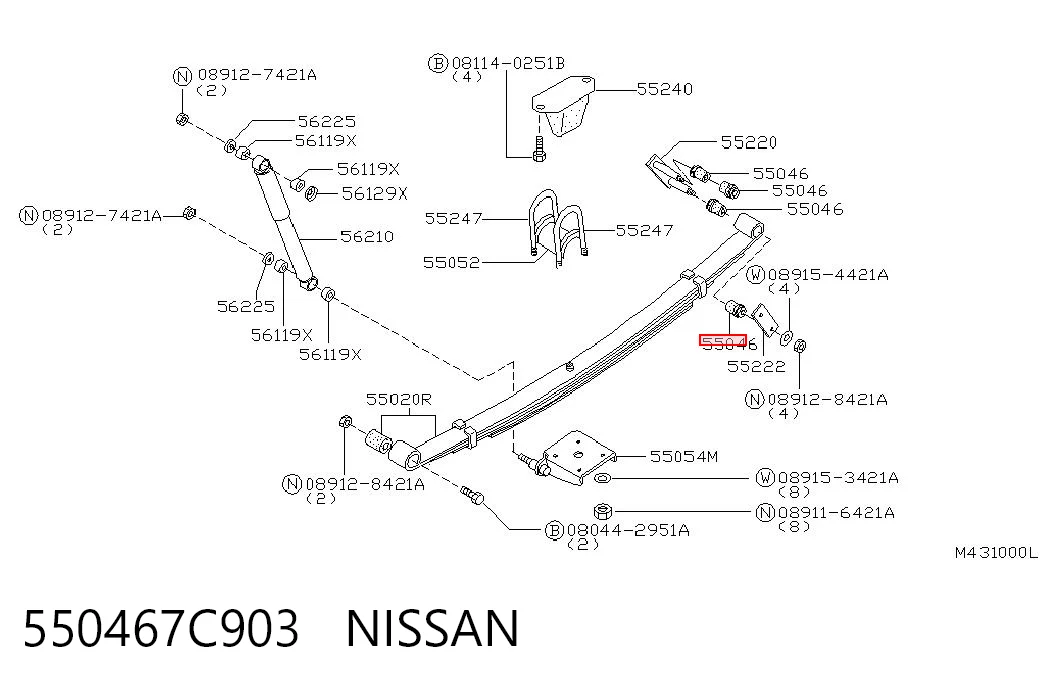 J51009BNOK NOK Сайлентблок задней рессоры, задний
