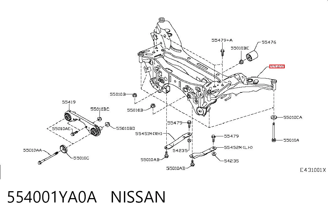554001YA0A Nissan/Infiniti Подрамник задней подвески