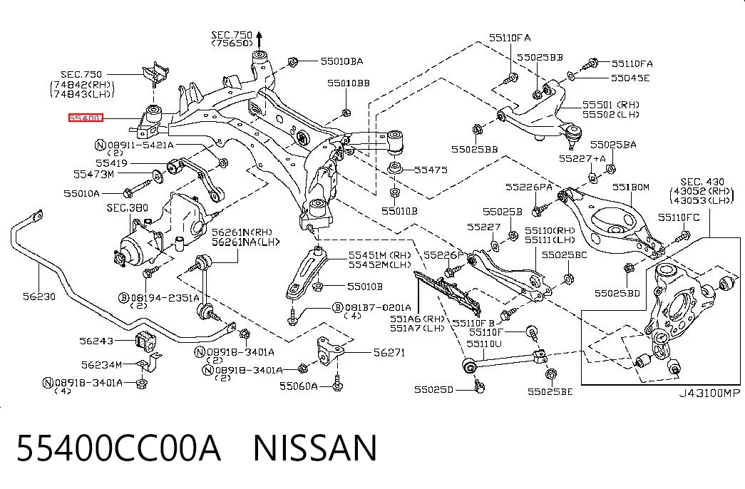 Балка задней подвески поперечная Nissan Murano внедорожник (Z50) (2002 - 2007) цена, от 441.89 USD