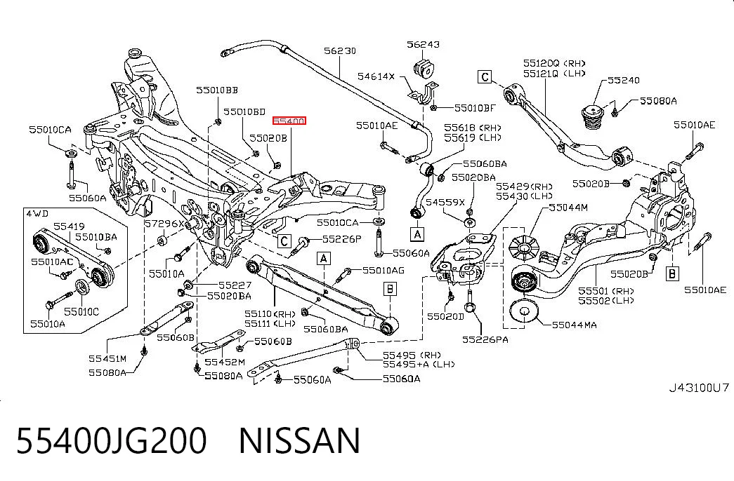 55400JG200 Nissan/Infiniti Подрамник задней подвески